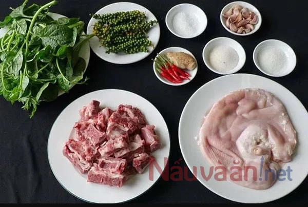 nguyên liệu làm bao tử hầm tiêu xanh